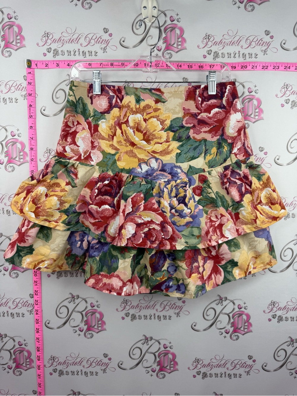 Skirt vintage ruffle frilly Floral Tiered Ruffle Mini Skirt - Multicolor